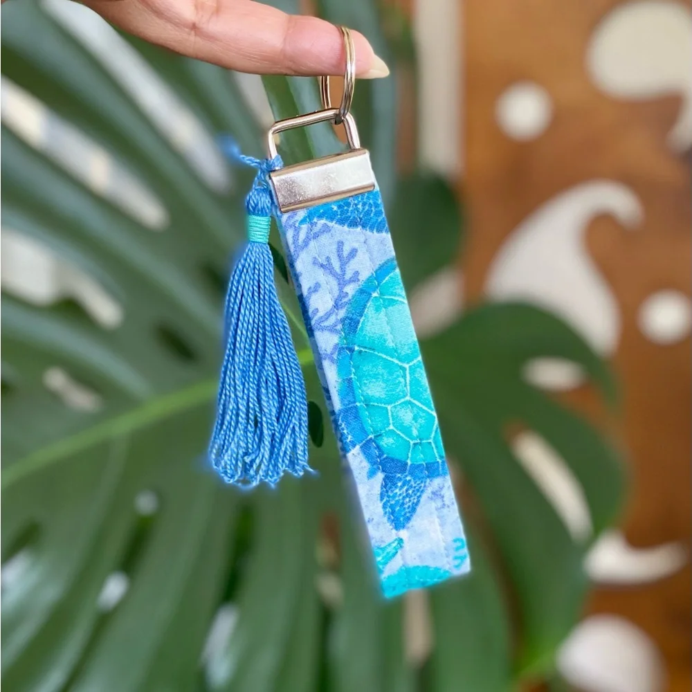 Blue and‎ Green Key Holder with Tassel